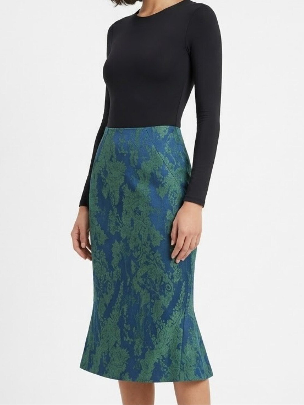 Zac Posen Vintage Jacquard Printed Mermaid Pinup Feminine Knee Skirt Size 4 Boho - Picture 1 of 13